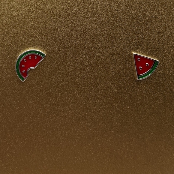 Watermelon asymmetrical sterling silver stud earrings - Picture 3 of 6